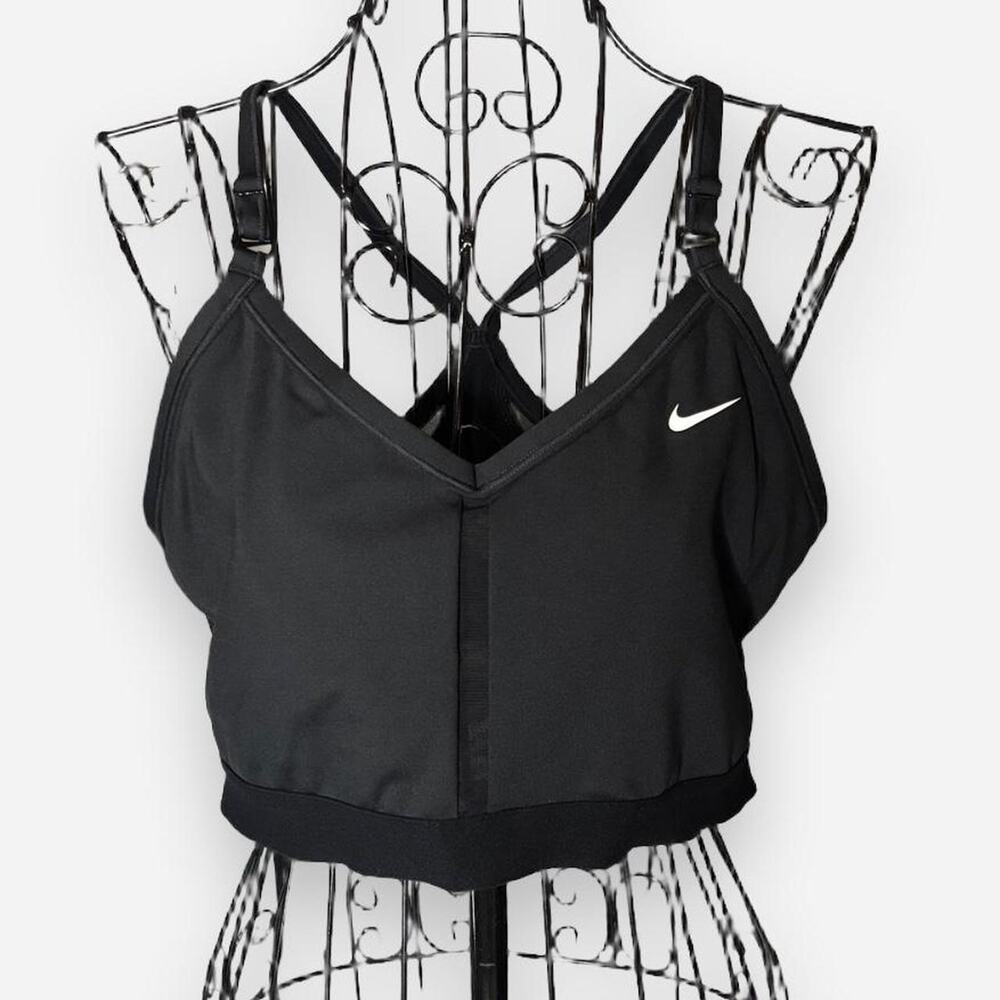 Nike Dri-FIT Black V-Neck Sports Bra | Athletic Crop Top Size XXL